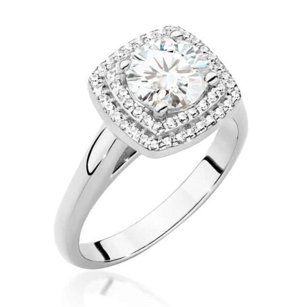 Białe Złoto Pierścionek z Diamentem 1,00 ct