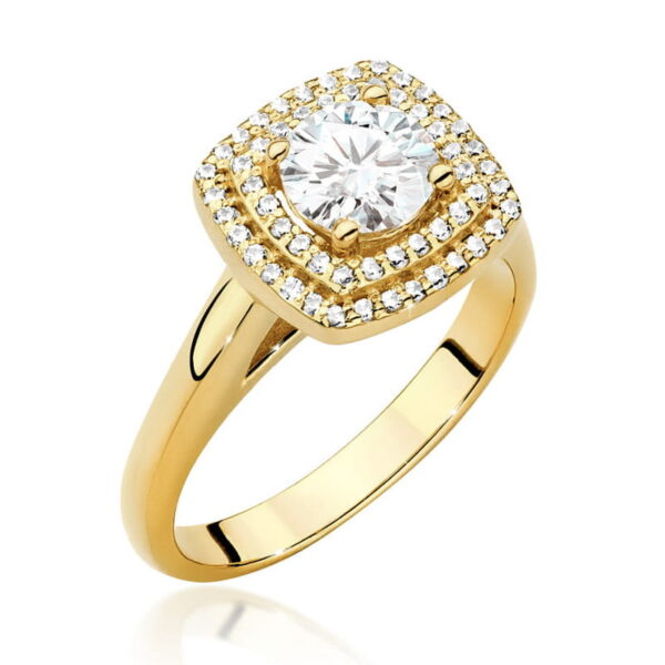 Żółte Złoto Pierścionek z Diamentem 0,70 ct