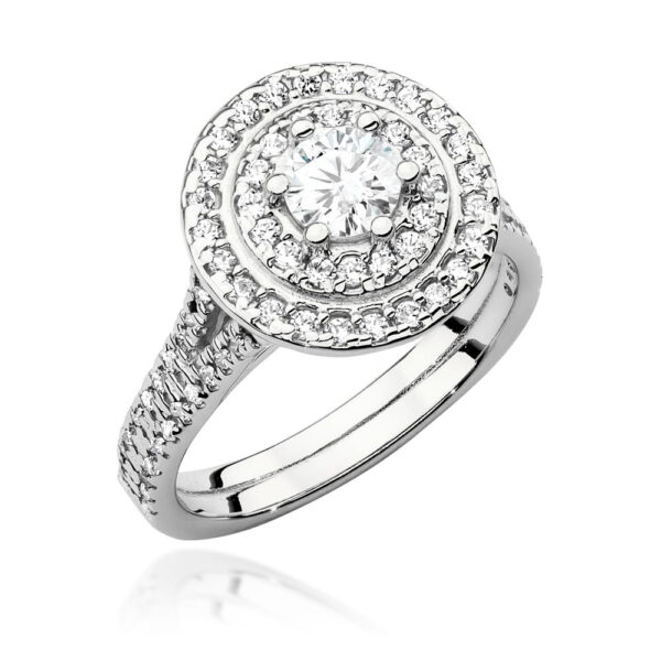Białe Złoto Pierścionek z Diamentem 0,40 ct