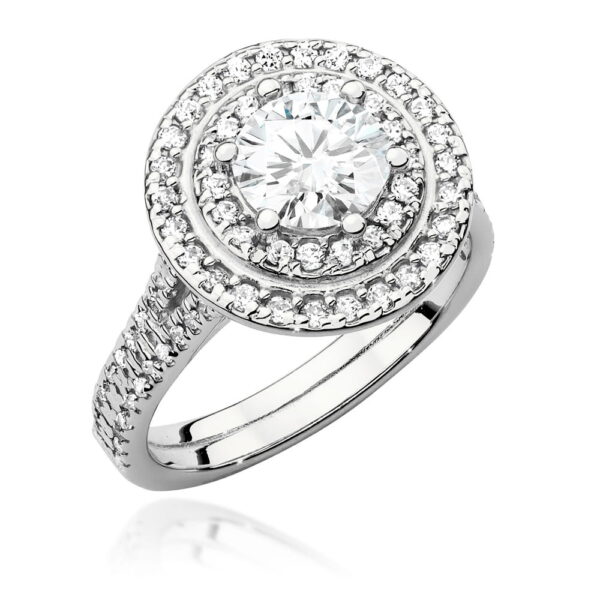 Białe Złoto Pierścionek z Diamentem 1,00 ct
