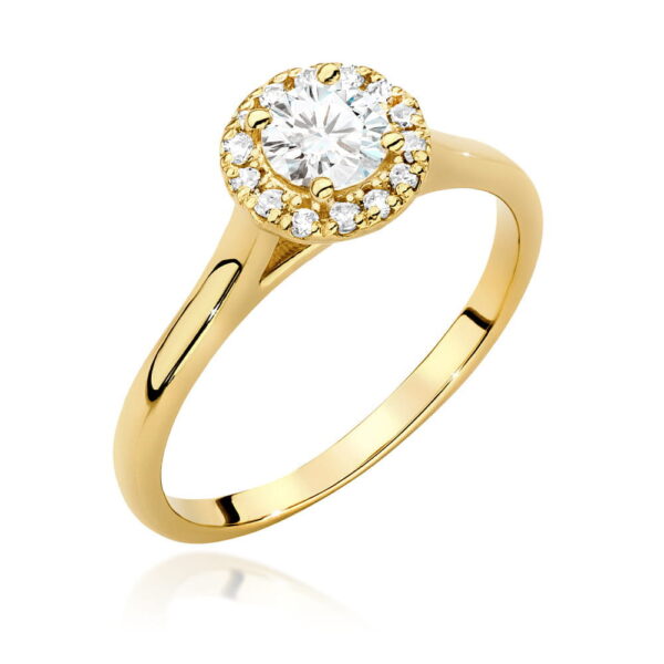 Żółte Złoto Pierścionek z Diamentem 0,40 ct