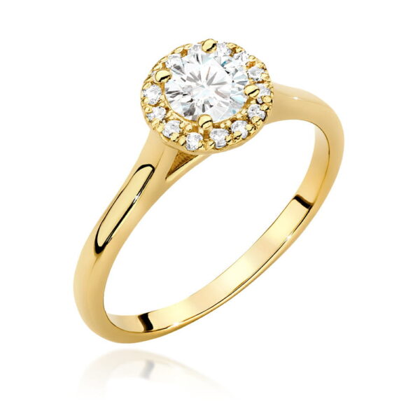 Żółte Złoto Pierścionek z Diamentem 0,50 ct