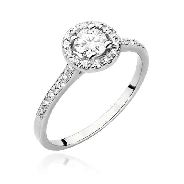 Białe Złoto Pierścionek z Diamentem 0,40 ct