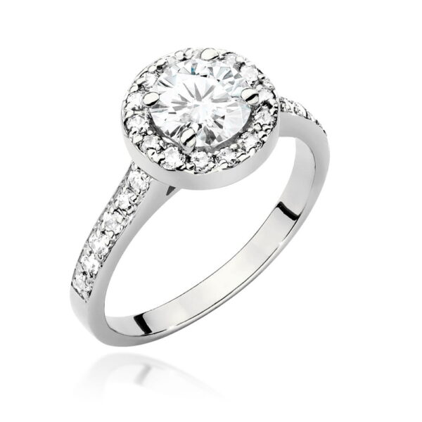 Białe Złoto Pierścionek z Diamentem 0,70 ct