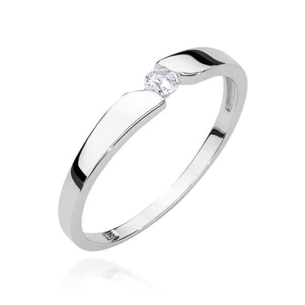 Białe Złoto Pierścionek z Diamentem 0,08 ct