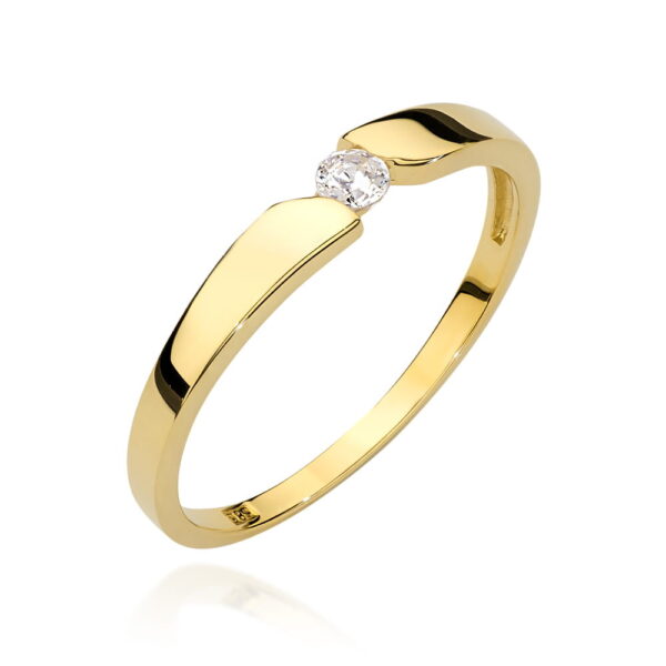 Żółte Złoto Pierścionek z Diamentem 0,08 ct