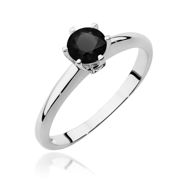 Białe Złoto Pierścionek z Czarnym Diamentem 0,50 ct