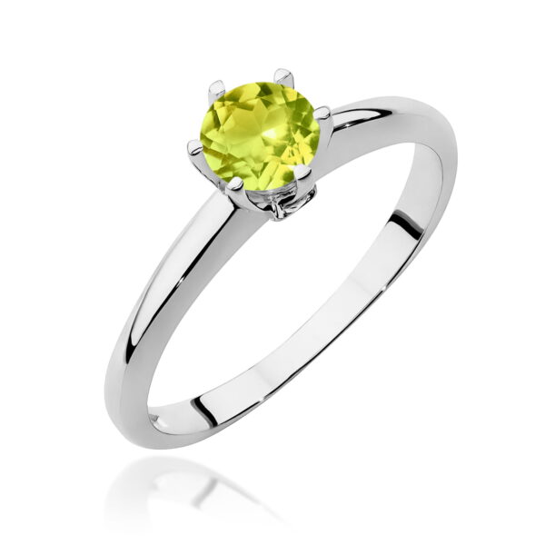 Białe Złoto Pierścionek z Oliwinem 0,60 ct
