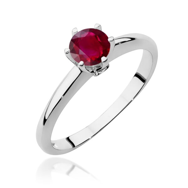 Białe Złoto Pierścionek z Rubinem 0,60 ct