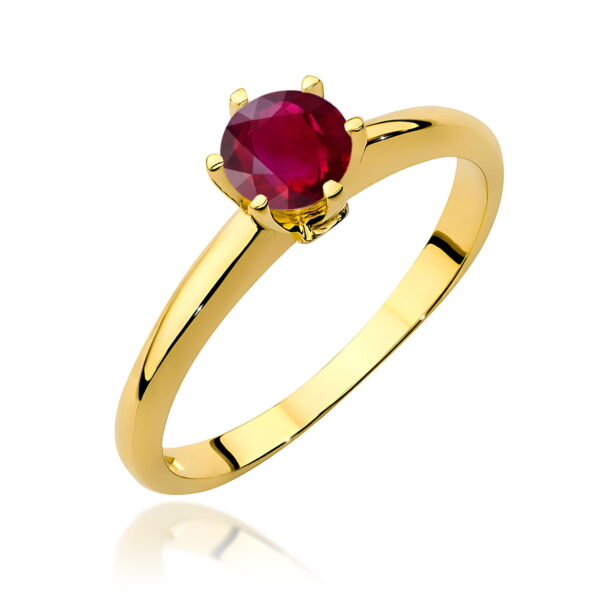 Żółte Złoto Pierścionek z Rubinem 0,60 ct