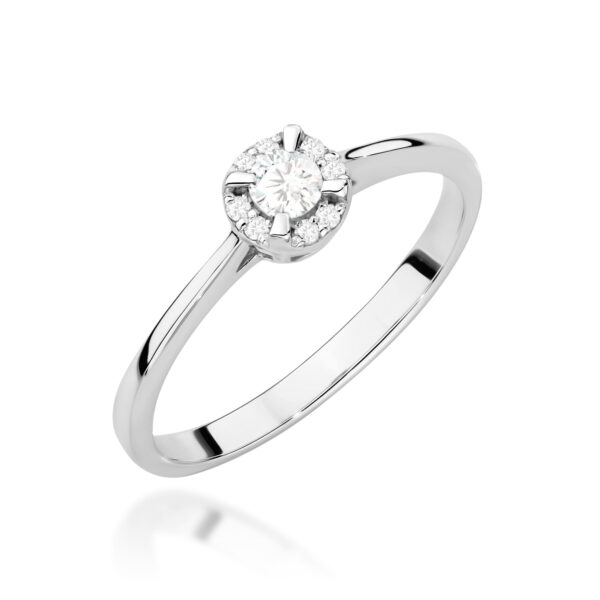 Białe Złoto Pierścionek z Diamentem 0,10 ct