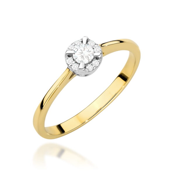 Żółte Złoto Pierścionek z Diamentem 0,10 ct