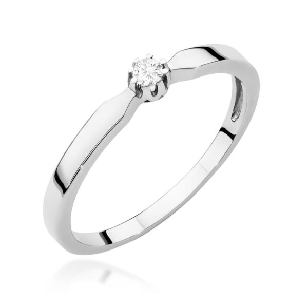 Białe Złoto Pierścionek z Diamentem 0,04 ct