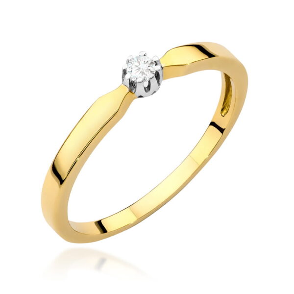 Żółte Złoto Pierścionek z Diamentem 0,04 ct