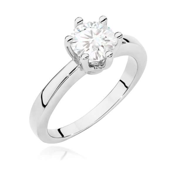 Białe Złoto Pierścionek z Diamentem 1,00 ct