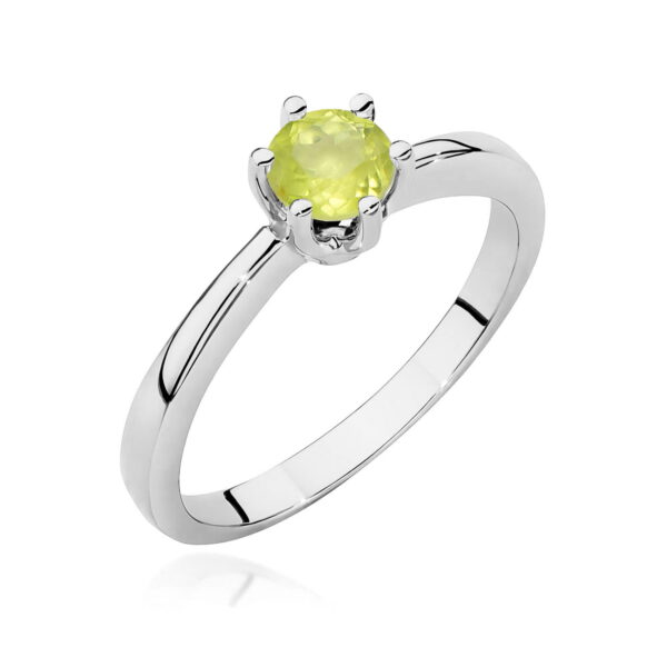 Białe Złoto Pierścionek z Oliwinem 0,60 ct