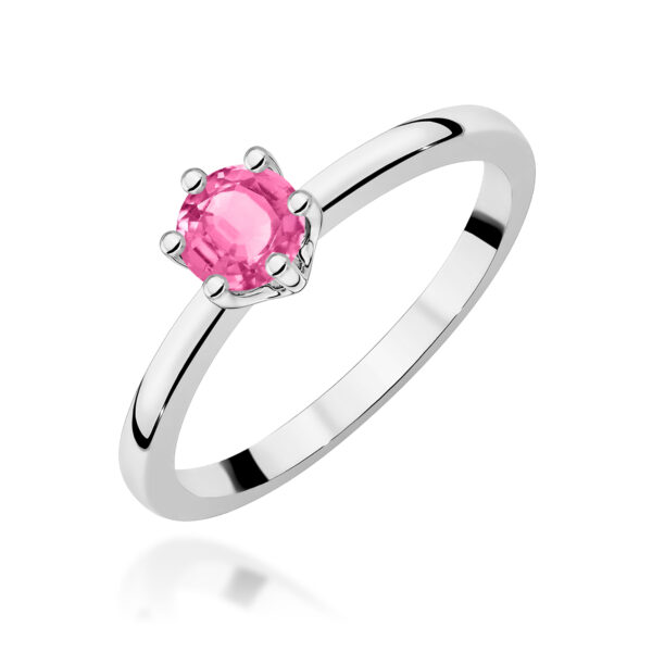 Białe Złoto Pierścionek z Topazem Różowym 0,60 ct