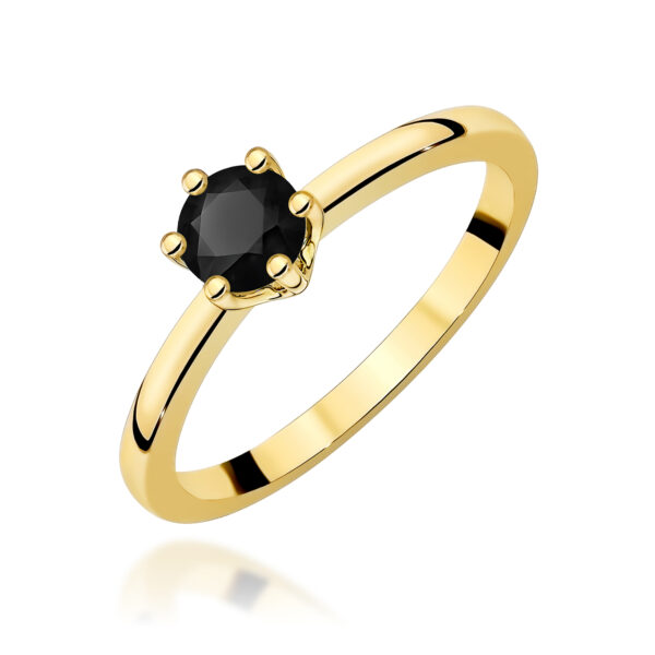 Żółte Złoto Pierścionek z Czarnym Diamentem 0,50 ct