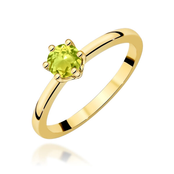Żółte Złoto Pierścionek z Oliwinem 0,60 ct