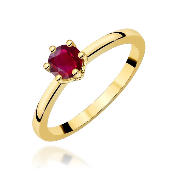 Żółte Złoto Pierścionek z Rubinem 0,60 ct