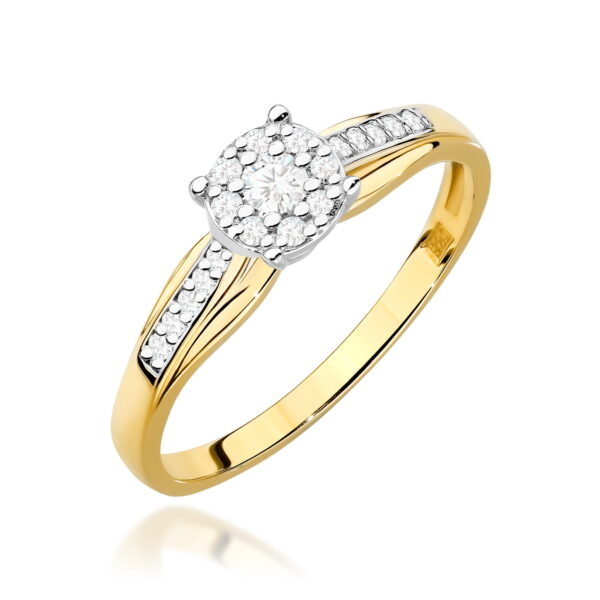 Żółte Złoto Pierścionek z Diamentem 0,08 ct