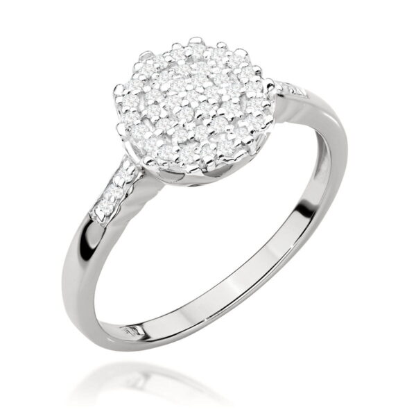 Białe Złoto Pierścionek z Diamentami 0,225 ct