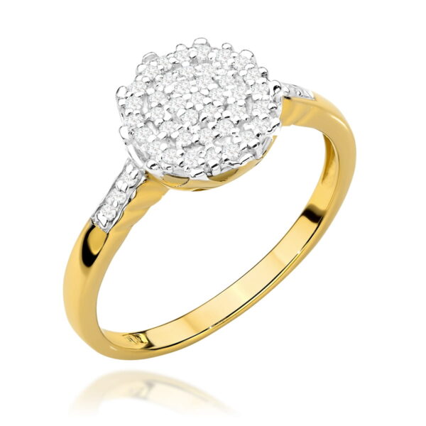 Żółte Złoto Pierścionek z Diamentami 0,225 ct
