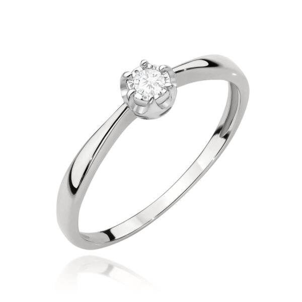 Białe Złoto Pierścionek z Diamentem 0,06 ct