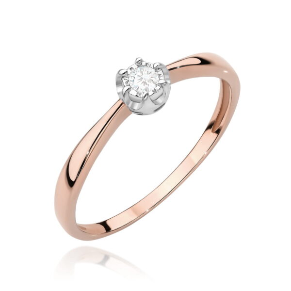 Różowe Złoto Pierścionek z Diamentem 0,06 ct