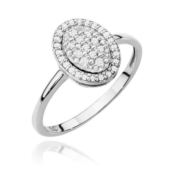 Białe Złoto Pierścionek z Diamentami 0,20 ct