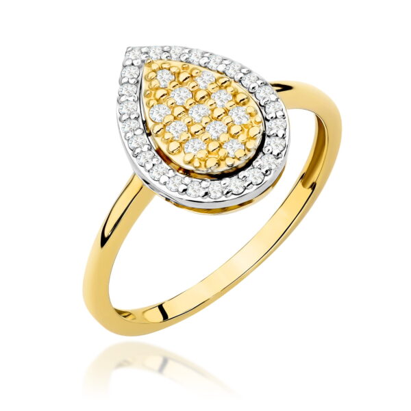 Żółte Złoto Pierścionek z Diamentami 0,215 ct