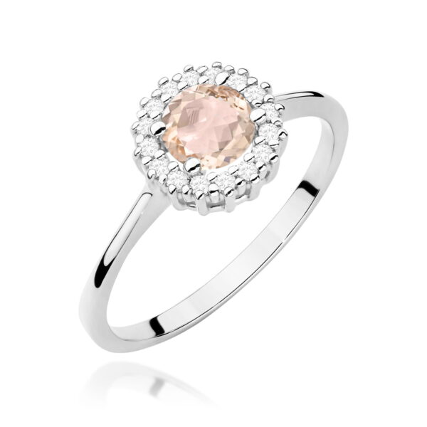 Białe Złoto Pierścionek z Morganitem 0,40 ct
