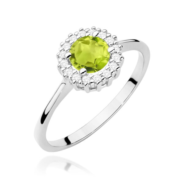 Białe Złoto Pierścionek z Oliwinem 0,60 ct