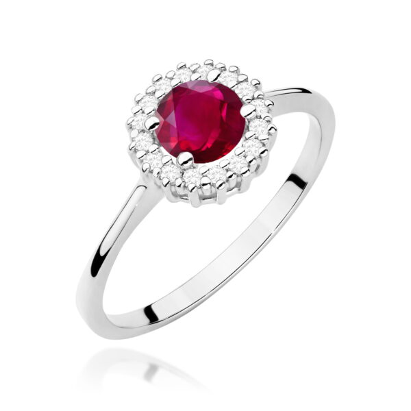 Białe Złoto Pierścionek z Rubinem 0,60 ct