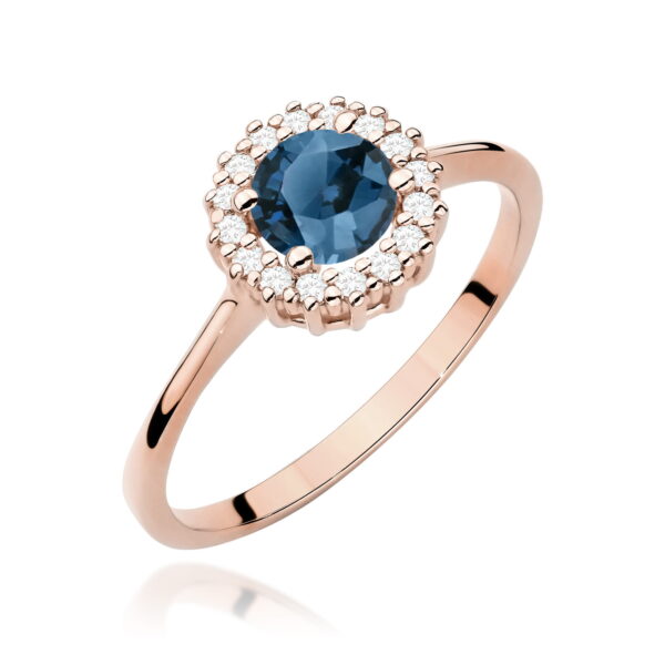 Różowe Złoto Pierścionek z Topazem London Blue 0,50 ct