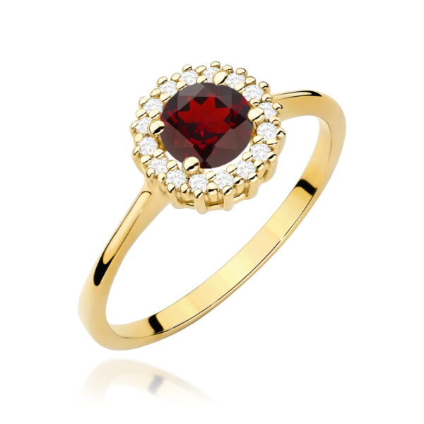 Żółte Złoto Pierścionek z Granatem 0,60 ct