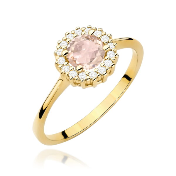 Żółte Złoto Pierścionek z Morganitem 0,40 ct