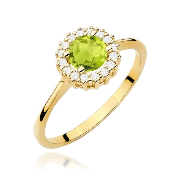 Żółte Złoto Pierścionek z Oliwinem 0,60 ct