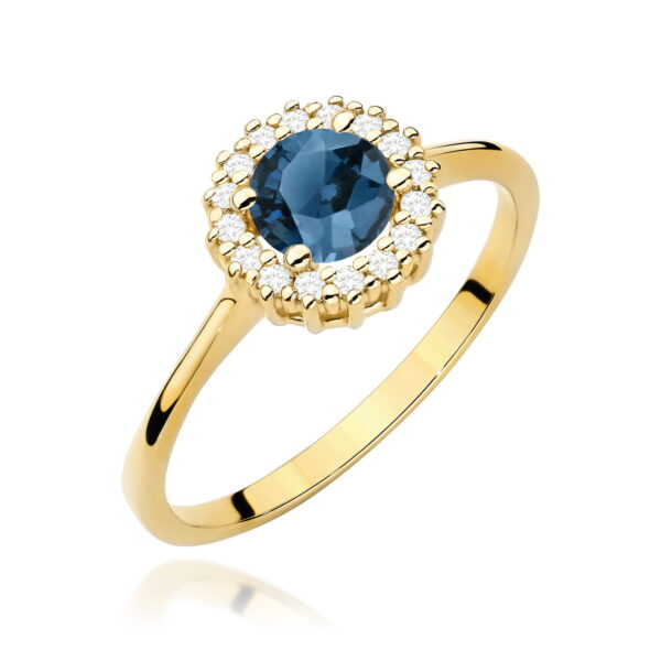 Żółte Złoto Pierścionek z Topazem London Blue 0,50 ct