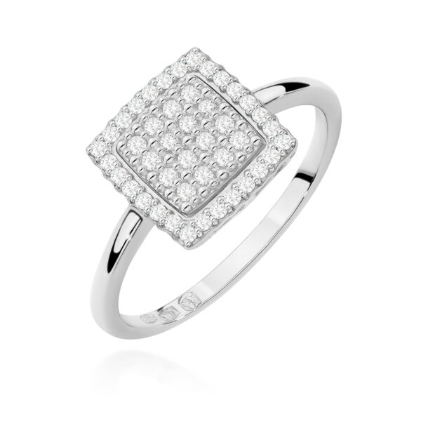 Białe Złoto Pierścionek z Diamentami 0,27 ct