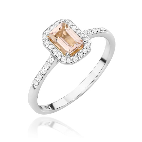Białe Złoto Pierścionek z Morganitem 0,60 ct