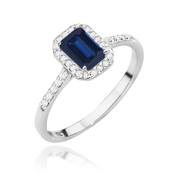 Białe Złoto Pierścionek z Szafirem 0,60 ct