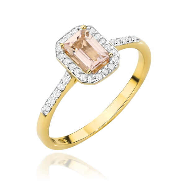 Żółte Złoto Pierścionek z Morganitem 0,60 ct