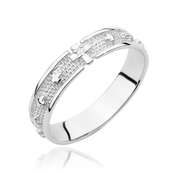 Białe Złoto Pierścionek z Diamentem 0,0086 ct