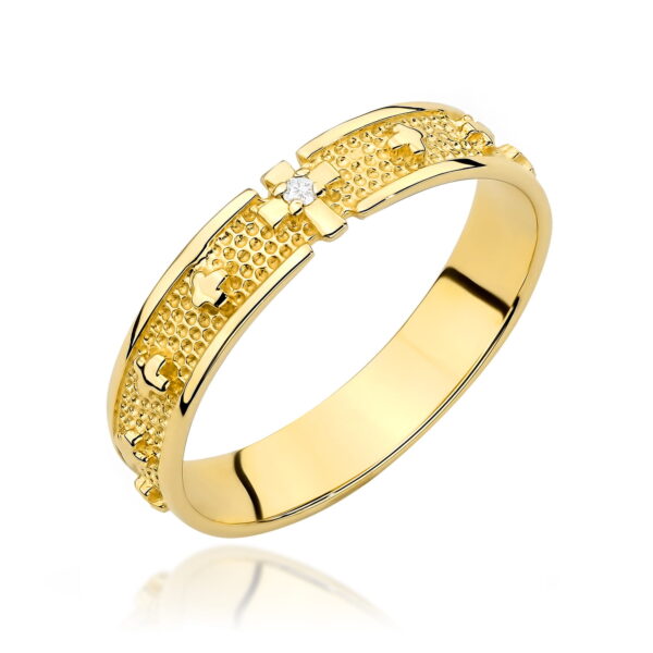 Żółte Złoto Pierścionek z Diamentem 0,0086 ct