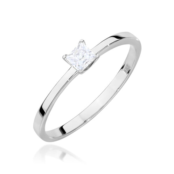 Białe Złoto Pierścionek z Diamentem 0,15 ct