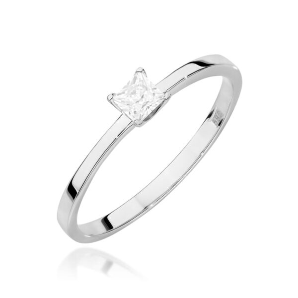 Białe Złoto Pierścionek z Diamentem Laboratoryjnym 0,15 ct