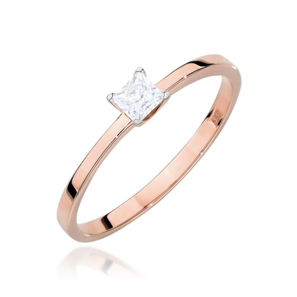 Różowe Złoto Pierścionek z Diamentem 0,15 ct