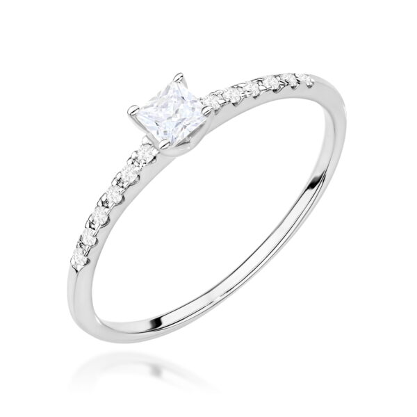 Białe Złoto Pierścionek z Diamentem 0,15 ct