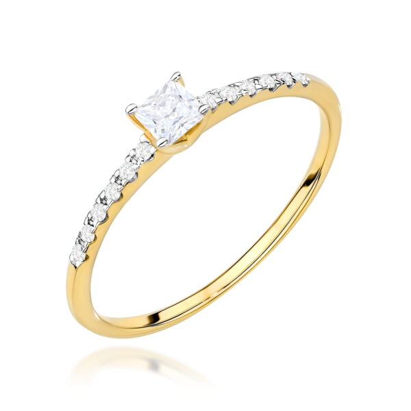 Żółte Złoto Pierścionek z Diamentem Laboratoryjnym 0,15 ct